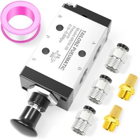 TAILONZ PNEUMATIC 3 Way 2 Position Air Hand Lever Operated Valve 1/4"NPT Pneumatic Solenoid Valve Manual Control Push-Pull 3R210-08