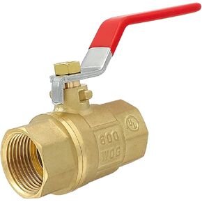 BH Brass 1/2" Full Port Ball Valve with Red Vinyl Handle, NPT Female x Female Thread,150 PSI WSP/600 WOG (1/2"),1 pack