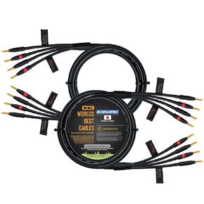 WORLDS BEST CABLES 6 Foot - Canare 4S11 – Audiophile Grade - HiFi Star-Quad Bi-Amp Speaker Cable Pair with Eminence Gold Banana Connectors