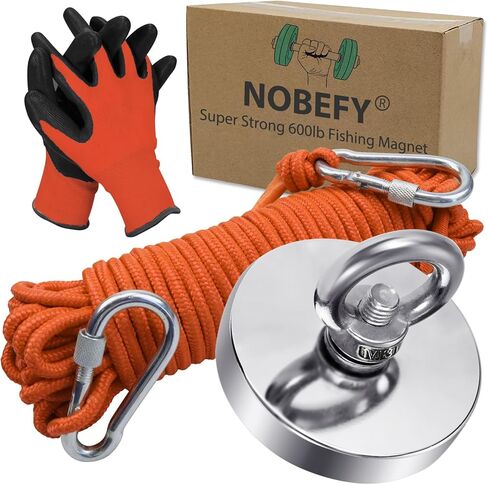 مجموعة صيد مغناطيسية بحبل، مغناطيس صيد يستعيد في النهر وصيد الأدوات، قوة سحب 600 رطل بقطر 2.95 بوصة in Kuwait