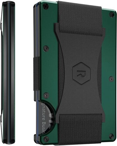 The Ridge Secure Essentials Bundle: Minimalist RFID-Blocking Slim Wallet with Cash Strap Forest Green & Compact Key Organizer Set Aluminum Gunmetal. in Saudi Arabia