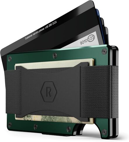 The Ridge Secure Essentials Bundle: Minimalist RFID-Blocking Slim Wallet with Cash Strap Forest Green & Compact Key Organizer Set Aluminum Gunmetal. in Saudi Arabia