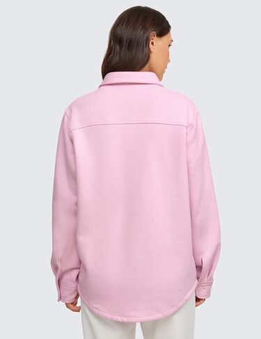 CRZ YOGA Womens Fleece Shacket Jackets Fall Warm Casual Long Sleeve Button Down Shirts with Pocket in Kuwait