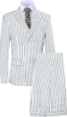 Mens Suits 2 Piece Pinstripe Suit Double Breasted Blazer and Pant for Formal Wedding Business in Saudi Arabia