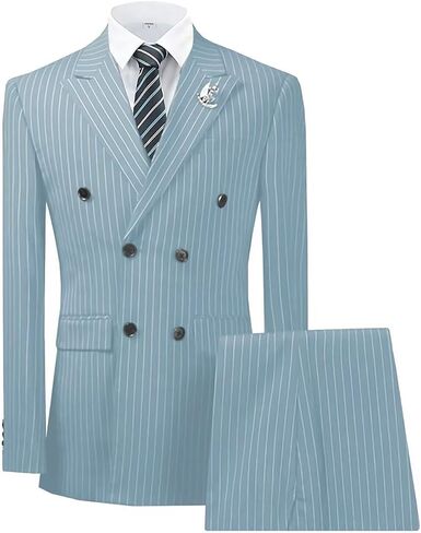 Mens Suits 2 Piece Pinstripe Suit Double Breasted Blazer and Pant for Formal Wedding Business in Saudi Arabia