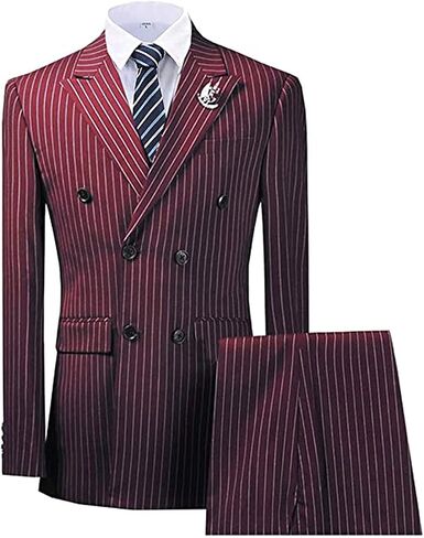Mens Suits 2 Piece Pinstripe Suit Double Breasted Blazer and Pant for Formal Wedding Business in Saudi Arabia