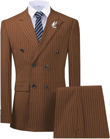 Mens Suits 2 Piece Pinstripe Suit Double Breasted Blazer and Pant for Formal Wedding Business in Saudi Arabia