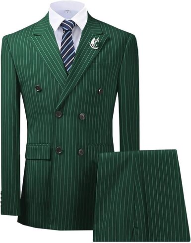 Mens Suits 2 Piece Pinstripe Suit Double Breasted Blazer and Pant for Formal Wedding Business in Saudi Arabia