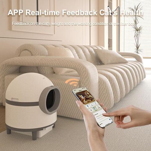 صندوق فضلات القطط ذاتي التنظيف مزود بتقنية Wi-Fi، ومراقبة التطبيقات، وأمان استثنائي - ارفع مستوى نظافة قطتك، ولا يتضمن رذاذ تنقية الهواء التلقائي لصندوق فضلات القطط in Kuwait