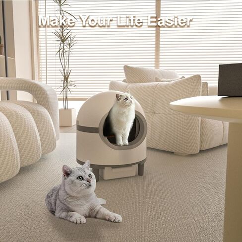 صندوق فضلات القطط ذاتي التنظيف مزود بتقنية Wi-Fi، ومراقبة التطبيقات، وأمان استثنائي - ارفع مستوى نظافة قطتك، ولا يتضمن رذاذ تنقية الهواء التلقائي لصندوق فضلات القطط in Kuwait