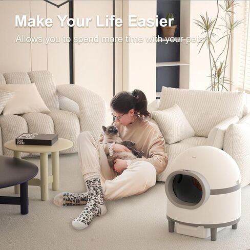 صندوق فضلات القطط ذاتي التنظيف مزود بتقنية Wi-Fi، ومراقبة التطبيقات، وأمان استثنائي - ارفع مستوى نظافة قطتك، ولا يتضمن رذاذ تنقية الهواء التلقائي لصندوق فضلات القطط in Kuwait