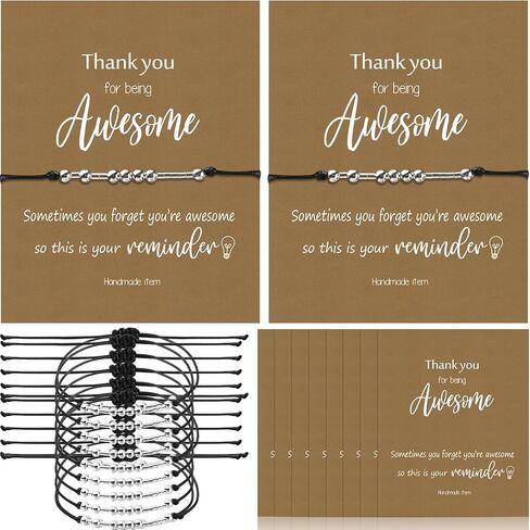 24 Sets Morse Code Bracelets for Women Girls Inspirational Bracelets Gifts with Thank You for Being Awesome Cards for Employee Teacher Nurse Staff Secretary Graduation Appreciation Gifts in Saudi Arabia