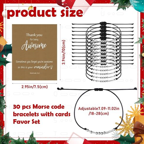 24 Sets Morse Code Bracelets for Women Girls Inspirational Bracelets Gifts with Thank You for Being Awesome Cards for Employee Teacher Nurse Staff Secretary Graduation Appreciation Gifts in Saudi Arabia