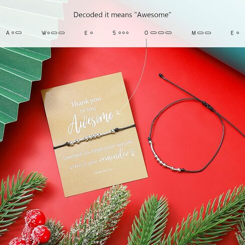 24 Sets Morse Code Bracelets for Women Girls Inspirational Bracelets Gifts with Thank You for Being Awesome Cards for Employee Teacher Nurse Staff Secretary Graduation Appreciation Gifts in Saudi Arabia