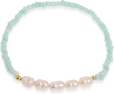 Freshwater Pearl Seed Bead for Women Girls, Dainty Handmade Bohemian Stone Beaded Stretch Friend Bracelet Summer Beach Jewelry Gift in Saudi Arabia