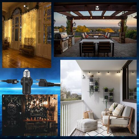 2 Pcs ABORNI 3 Prong Light Socket to Plug Adapter, E26 Light Socket Outlet, FCC Listed Polarized Light Socket Adapter, Light Bulb to 2/3 Prong Outlet Socket Splitter Converter for Garage Porch(Black) in Kuwait