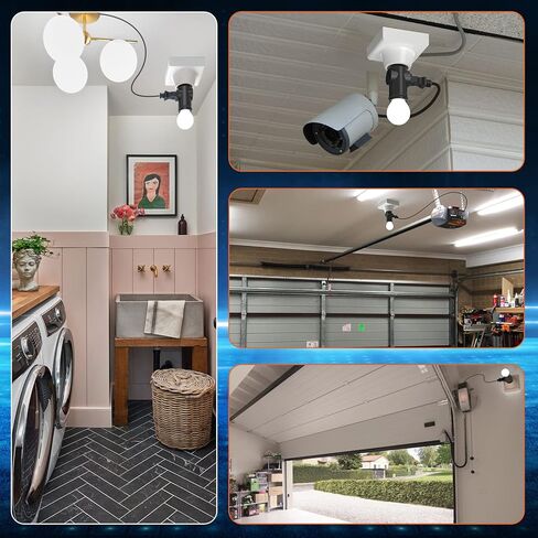 2 Pcs ABORNI 3 Prong Light Socket to Plug Adapter, E26 Light Socket Outlet, FCC Listed Polarized Light Socket Adapter, Light Bulb to 2/3 Prong Outlet Socket Splitter Converter for Garage Porch(Black) in Kuwait