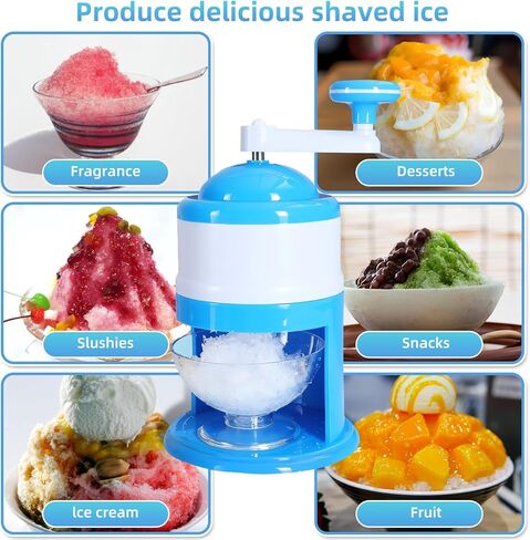 Snow Cone Machine Hand Crank, Shaved Ice Maker Machine for Home, Ice Shaver Hand Crank, Slushy Maker Machine, Ice Crusher for Snow Cones, Ideal for Summer Party, Portable in Kuwait