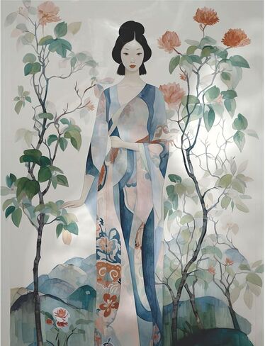 Japanese Ladies Mulberry Rice Paper, 8 x 10.5 inch - 6 Unique Printed Mulberry Paper Pages 30gsm Visible Fibres for Decoupage Crafts Mixed Media Collage Art in Saudi Arabia