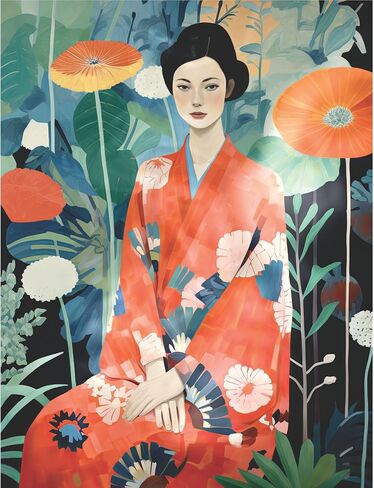 Japanese Ladies Mulberry Rice Paper, 8 x 10.5 inch - 6 Unique Printed Mulberry Paper Pages 30gsm Visible Fibres for Decoupage Crafts Mixed Media Collage Art in Saudi Arabia