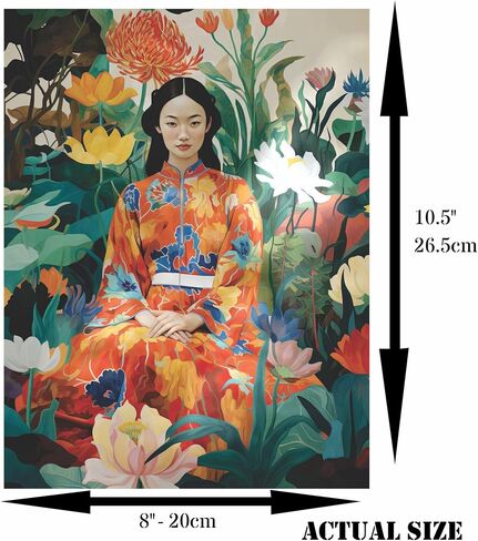 Japanese Ladies Mulberry Rice Paper, 8 x 10.5 inch - 6 Unique Printed Mulberry Paper Pages 30gsm Visible Fibres for Decoupage Crafts Mixed Media Collage Art in Saudi Arabia
