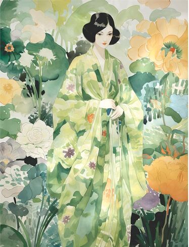 Japanese Ladies Mulberry Rice Paper, 8 x 10.5 inch - 6 Unique Printed Mulberry Paper Pages 30gsm Visible Fibres for Decoupage Crafts Mixed Media Collage Art in Saudi Arabia