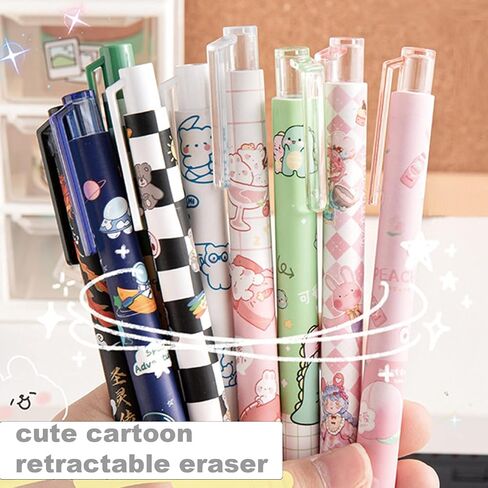 Cute Retractable Eraser Mechanical Eraser Pen-Style Eraser with Refills Erasers for School Kids Boy Girl Women (2Pcs Frog) in Saudi Arabia