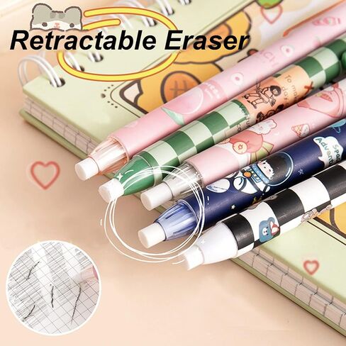 Cute Retractable Eraser Mechanical Eraser Pen-Style Eraser with Refills Erasers for School Kids Boy Girl Women (2Pcs Frog) in Saudi Arabia