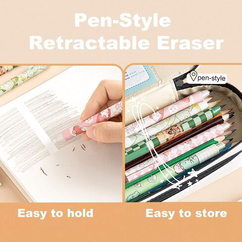 Cute Retractable Eraser Mechanical Eraser Pen-Style Eraser with Refills Erasers for School Kids Boy Girl Women (2Pcs Frog) in Saudi Arabia