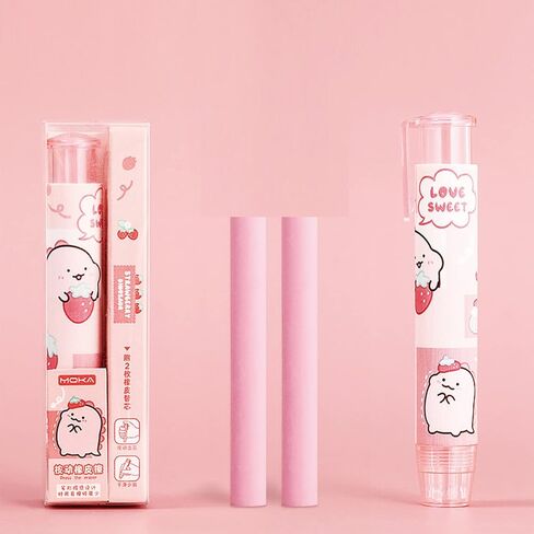 Cute Retractable Eraser Mechanical Eraser Pen-Style Eraser with Refills Erasers for School Kids Boy Girl Women (2Pcs Frog) in Saudi Arabia