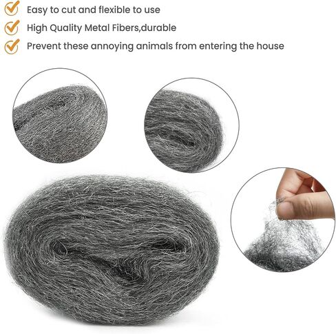 4 Packs Steel Wool Mice Control, Steel Wool Fill Fabric Roll DIY Kit, Gap Blocker for Holes, Siding, Vents, Wall Cracks, in Garden Garage(10 Ft) in Saudi Arabia