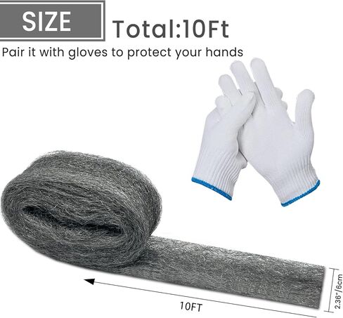 4 Packs Steel Wool Mice Control, Steel Wool Fill Fabric Roll DIY Kit, Gap Blocker for Holes, Siding, Vents, Wall Cracks, in Garden Garage(10 Ft) in Saudi Arabia