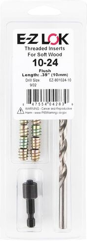 E-Z LOK Thread Repair Installation Kit - Includes E-Z Hex Threaded Inserts for Soft Wood, Zinc Alloy, Flush, 10-24 x 10mm Length, Drill, and Drive Tool, (EZ-801024-10) in Saudi Arabia