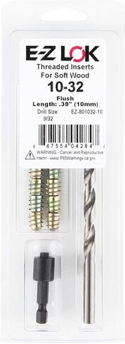 E-Z LOK Thread Repair Installation Kit - Includes E-Z Hex Threaded Inserts for Soft Wood, Zinc Alloy, Flush, 10-24 x 10mm Length, Drill, and Drive Tool, (EZ-801024-10) in Saudi Arabia