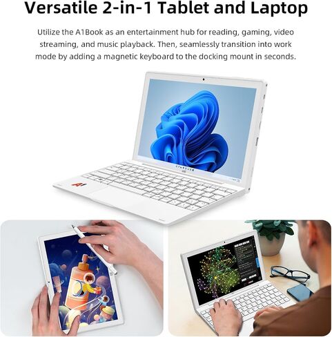 Detachable 2 in 1 Laptop Touchscreen, 8GB DDR4 RAM/128GB SSD, 10.1" Win 11 Tablet with Keyboard, Intel Pentium N5030 (Up 3.1GHz), 2.4G+5G WiFi, Bluetooth, USB3.0, Dual Camera in Saudi Arabia