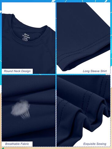 2 حزمة من القمصان الشبابية للأولاد بعامل حماية من الأشعة فوق البنفسجية 50+ Rashguard بأكمام طويلة وقمصان مناسبة للحماية من الشمس والسباحة الرياضية لركوب الأمواج للصيف في الهواء الطلق in Kuwait