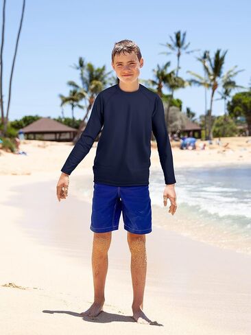 2 حزمة من القمصان الشبابية للأولاد بعامل حماية من الأشعة فوق البنفسجية 50+ Rashguard بأكمام طويلة وقمصان مناسبة للحماية من الشمس والسباحة الرياضية لركوب الأمواج للصيف في الهواء الطلق in Kuwait