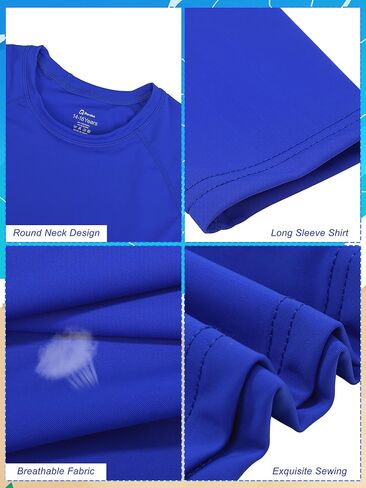 2 Pack Youth Boys UPF 50+ Rashguard Long Sleeve Dry-fit Shirts Sunscreen Swim Athletic Surf Shirt for Summer Outdoor in Saudi Arabia