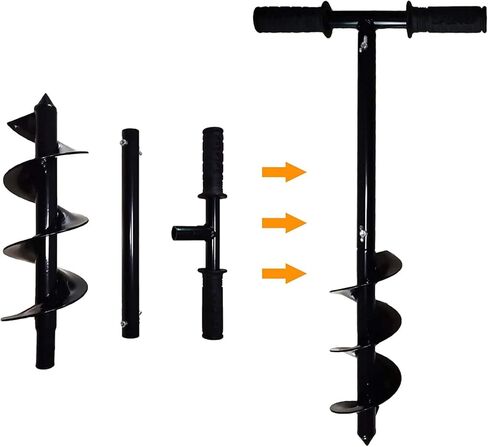 مثقاب حلزوني للحديقة، مثقاب يدوي للأرض بمقبض مانع للانزلاق، حفار ثقب آخر، مثقاب حلزوني للحديقة مقاس 3.9 بوصة × 24 بوصة لزراعة الأشجار والزراعة العميقة والشتلات in Kuwait