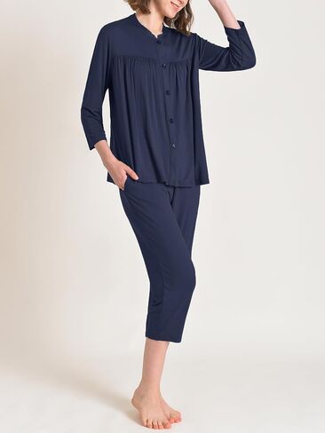 Latuza Women's Bamboo Viscose Button Down Capri Pajamas Set in Saudi Arabia