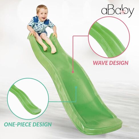 شرائح aBaby للأطفال - شريحة أطفال بلاستيكية ممتازة للملاعب والساحات الخلفية - شريحة ملعب سهلة التركيب بطول 10 أقدام تناسب سطح بطول 5 أقدام - شرائح خارجية مثالية للأطفال (10 أقدام باللون الأحمر) in Kuwait