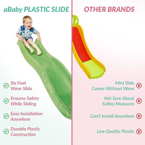 شرائح aBaby للأطفال - شريحة أطفال بلاستيكية ممتازة للملاعب والساحات الخلفية - شريحة ملعب سهلة التركيب بطول 10 أقدام تناسب سطح بطول 5 أقدام - شرائح خارجية مثالية للأطفال (10 أقدام باللون الأحمر) in Kuwait