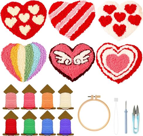 Punch Needle Coaster Kit, 6PCS Punch Needle Embroidery Craft Kit for Adults Beginners with Adhesive Yarns Fabric Felt Hoop Tools Instruction in Kuwait