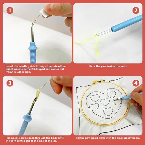 Punch Needle Coaster Kit, 6PCS Punch Needle Embroidery Craft Kit for Adults Beginners with Adhesive Yarns Fabric Felt Hoop Tools Instruction in Kuwait