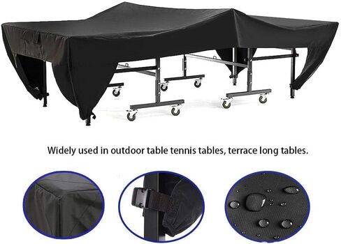 غطاء طاولة بينغبونغ، ​​غطاء طاولة تنس مقاوم للماء والغبار في الفناء الخارجي، غطاء واقٍ لطاولة التنس متين ومقاوم للاهتراء، أسود 280 × 153 × 73 سم in Kuwait