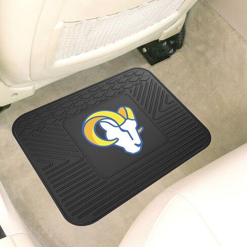FANMATS 8906 Los Angeles Rams طقم سجادة سيارة من الفينيل شديد التحمل مكون من قطعتين، سجادات أرضية الصف الأمامي، حماية من جميع الأحوال الجوية، ملاءمة عالمية، تصميم خزان عميق in Kuwait