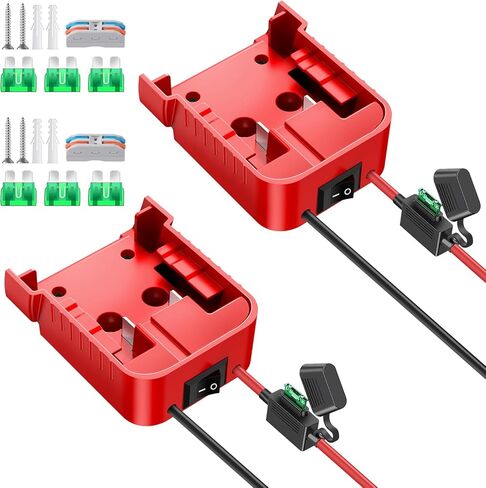 عبوتان من محول عجلات الطاقة لمحول بطارية Milwaukee M18، مجموعة محول بطارية عجلات الطاقة 18 فولت مع الصمامات والتبديل ومحطات الأسلاك، سلك 12AWG، للركوب بنفسك على الشاحنة وألعاب Rc in Saudi Arabia