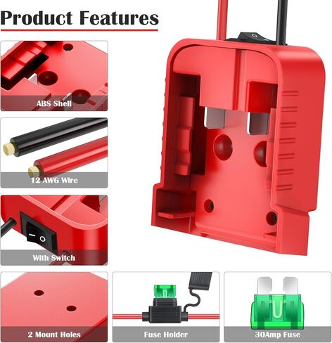 عبوتان من محول عجلات الطاقة لمحول بطارية Milwaukee M18، مجموعة محول بطارية عجلات الطاقة 18 فولت مع الصمامات والتبديل ومحطات الأسلاك، سلك 12AWG، للركوب بنفسك على الشاحنة وألعاب Rc in Saudi Arabia