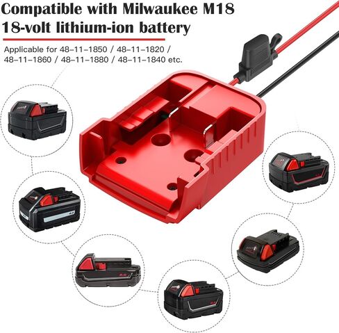 عبوتان من محول عجلات الطاقة لمحول بطارية Milwaukee M18، مجموعة محول بطارية عجلات الطاقة 18 فولت مع الصمامات والتبديل ومحطات الأسلاك، سلك 12AWG، للركوب بنفسك على الشاحنة وألعاب Rc in Saudi Arabia