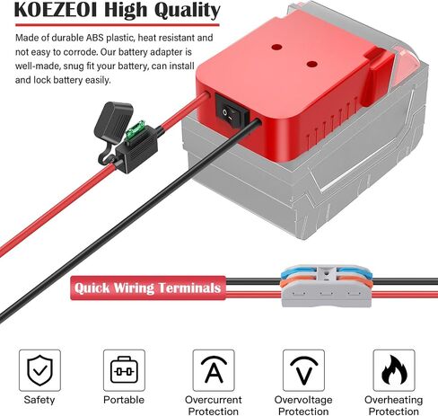 عبوتان من محول عجلات الطاقة لمحول بطارية Milwaukee M18، مجموعة محول بطارية عجلات الطاقة 18 فولت مع الصمامات والتبديل ومحطات الأسلاك، سلك 12AWG، للركوب بنفسك على الشاحنة وألعاب Rc in Saudi Arabia